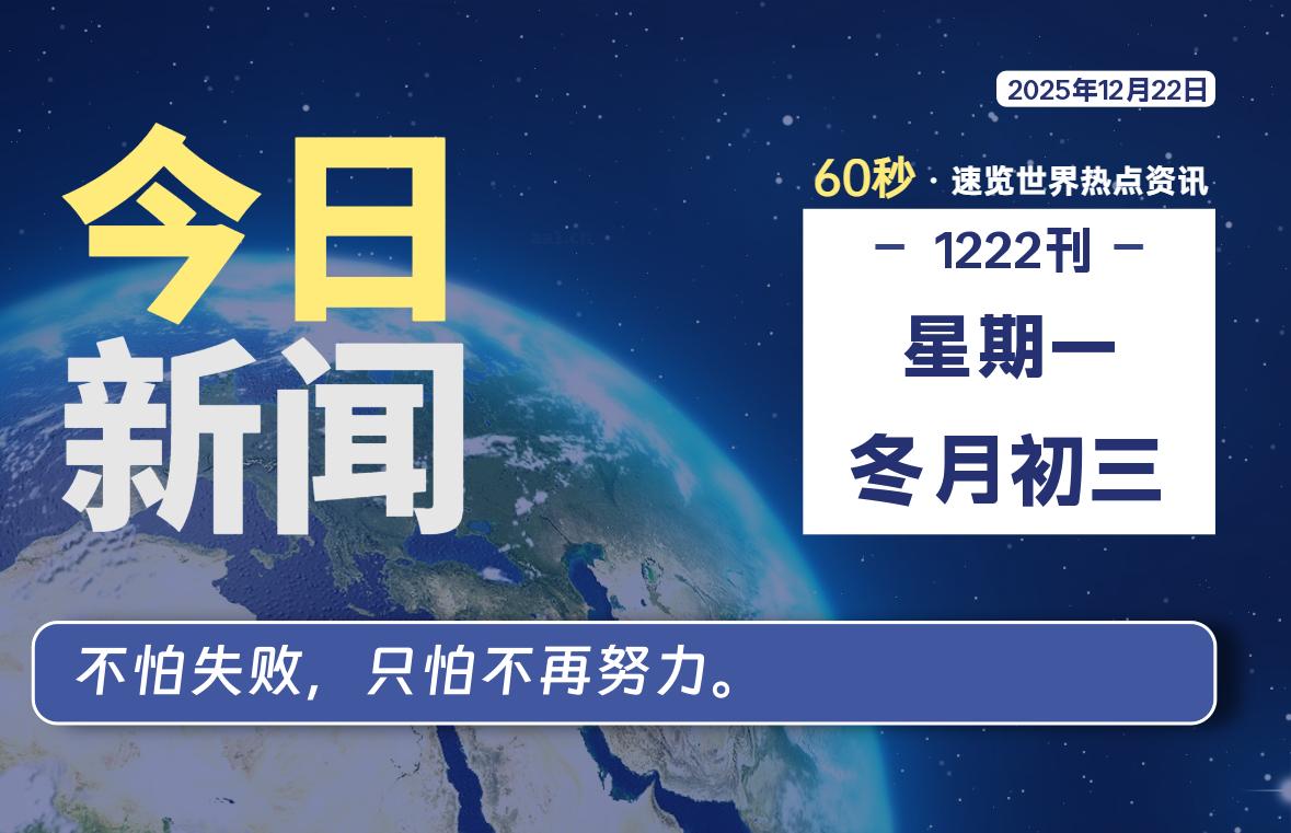 12月22日，星期一, 每天60秒读懂全世界！|思创源码网