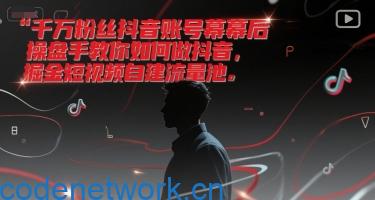 千万粉丝抖音账号幕后操盘手教你如何做抖音，掘金短视频自建流量池|思创源码网