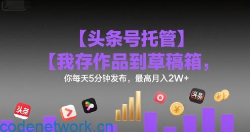 【头条号托管 】我存作品到草稿箱，你每天5分钟发布，最高月入2W+【揭秘】|思创源码网