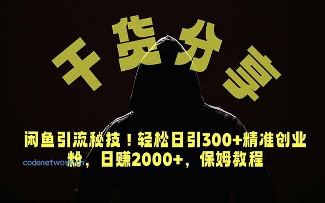 价值6980的干货分享，闲鱼引流秘技！轻松日引300+精准创业粉，2年翻身实现财务自由|思创源码网