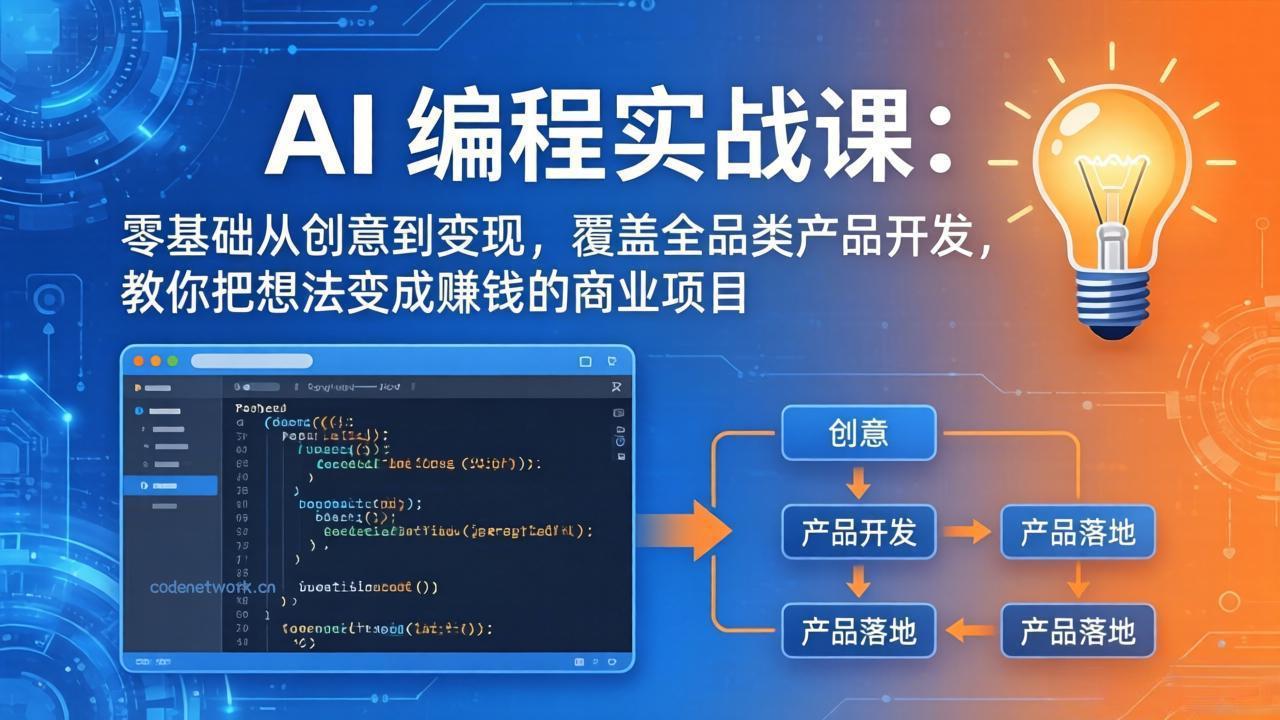 AI编程实战课-第三期-6月更新：零基础从创意到变现，覆盖全品类产品开发，把想法变成赚钱项目|思创源码网