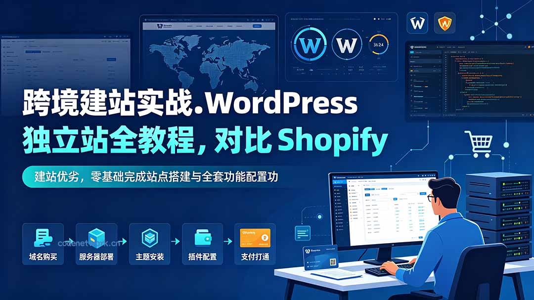 跨境建站实战：WordPress 独立站全教程，对比 Shopify 建站优劣，零基础完成站点搭建与全套功能配置|思创源码网