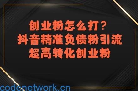 创业粉怎么打？抖音精准负债粉引流，超高转化创业粉|思创源码网
