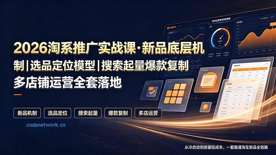 2026淘系推广实战课·新品底层机制｜选品定位模型｜搜索起量爆款复制多店铺运营全套落地教程|思创源码网