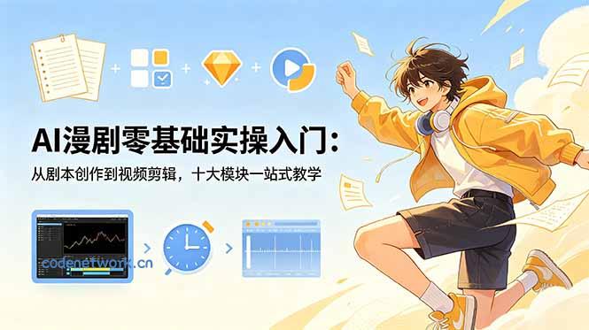 AI漫剧零基础实操入门：从剧本创作到视频剪辑，十大模块一站式教学|思创源码网