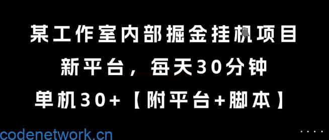 某工作室内部掘金挂G项目，新平台，每天30分钟，单机30+【揭秘】|思创源码网