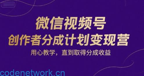 微信视频号创作者分成计划变现营，用心教学，直到取得分成收益|思创源码网