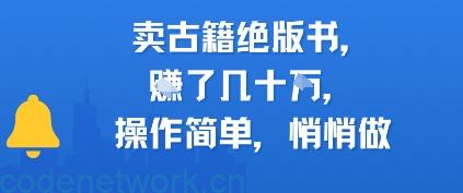 卖古籍绝版书，挣了几十个，操作简单，悄悄做|思创源码网