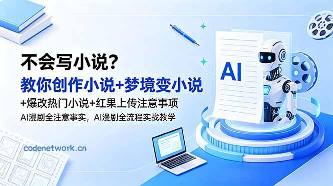 不会写小说？教你创作小说+梦境变小说+爆改热门小说+红果上传注意事项，AI漫剧全流程实战教学|思创源码网
