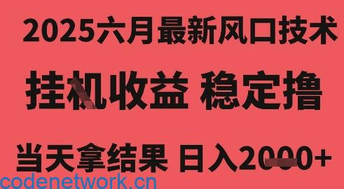 2025六月最新风口技术，无人挂G撸礼物，长期稳定 一个小时收益2k+，小白当天拿结果【揭秘】|思创源码网