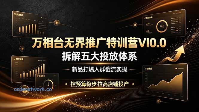 万相台无界推广特训营VI0.0，拆解五大投放体系，新品打爆人群截流实操，控预算稳步拉高店铺投产|思创源码网