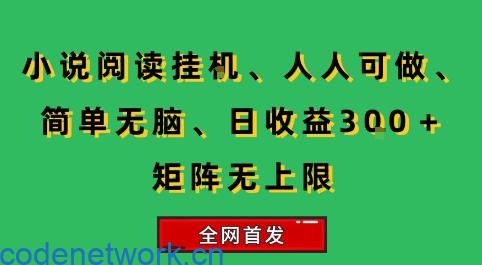 小说挂G阅读，人人可做，简单无脑，一天收益3张+矩阵无限上，全网首发【揭秘】|思创源码网