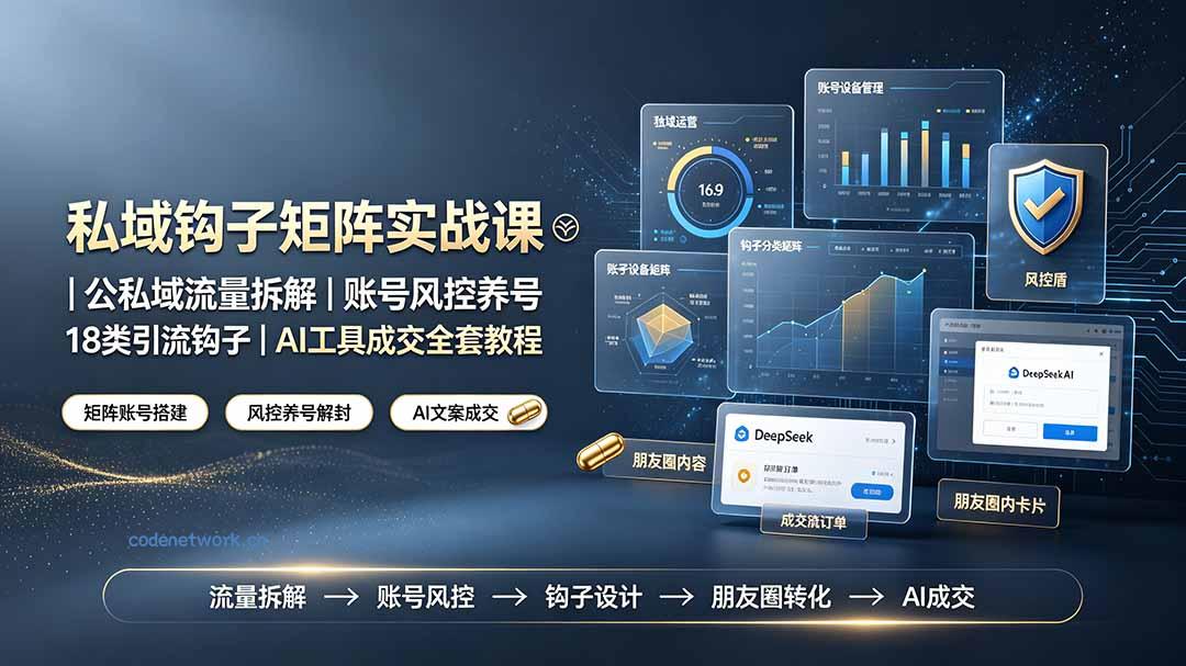 私域钩子矩阵实战课〓公私域流量拆解｜账号风控养号｜18类引流钩子｜AI工具成交全套教程|思创源码网