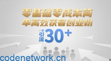 零基础零成本简单高效获客创业粉，一天引流30+|思创源码网
