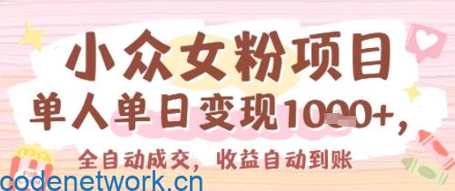 小众女粉项目，单人单日变现多张，全自动成交，无需维护，收益自动到账|思创源码网