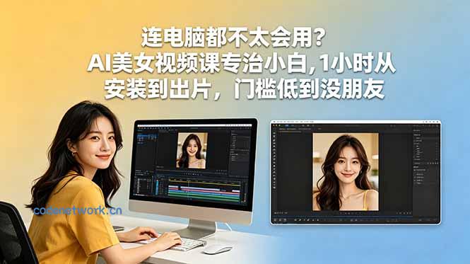 连电脑都不太会用？AI美女视频课专治小白，1小时从安装到出片，门槛低到没朋友|思创源码网