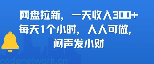 网盘拉新，一天收入3张+，每天1个小时，人人可做，闷声发小财|思创源码网