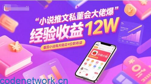 小说推文私董会大佬爆单经验分享收益12W，番茄小说每天稳定4位数收益|思创源码网