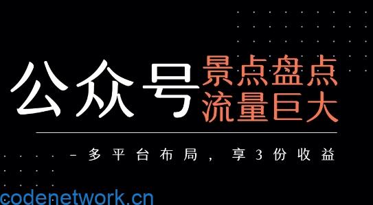 公众号流量主-景点盘点 流量巨大 多平台布局享3份收益|思创源码网