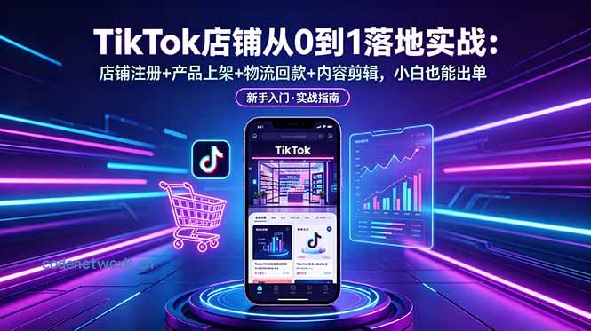 TikTok店铺从0到1落地实战：店铺注册+产品上架+物流回款+内容剪辑，小白也能出单|思创源码网