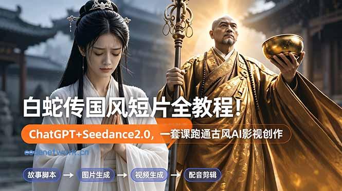 白蛇传-国风短片全教程！ChatGPT+Seedance2.0，一套课跑通古风AI影视创作|思创源码网