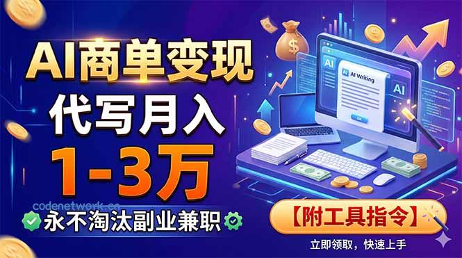 AI商单变现，靠代写月入1-3万，永不淘汰副业兼职【附工具指令】|思创源码网