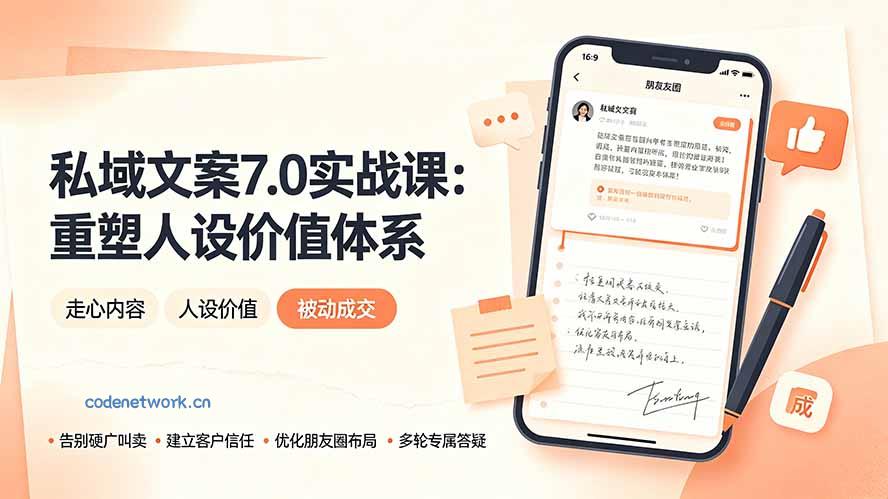 私域文案实战课7.0：重塑人设价值体系｜-告别硬广推销×走心内容×自我价值塑造，实现被动成交|思创源码网