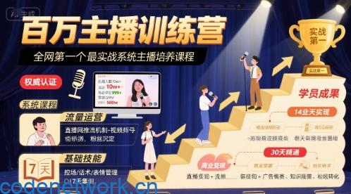 百万主播训练营，全网第一个最实战系统主播培养课程|思创源码网