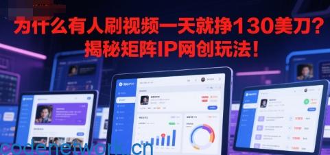 为什么有人刷视频一天就挣130美刀？揭秘矩阵IP网创玩法!|思创源码网
