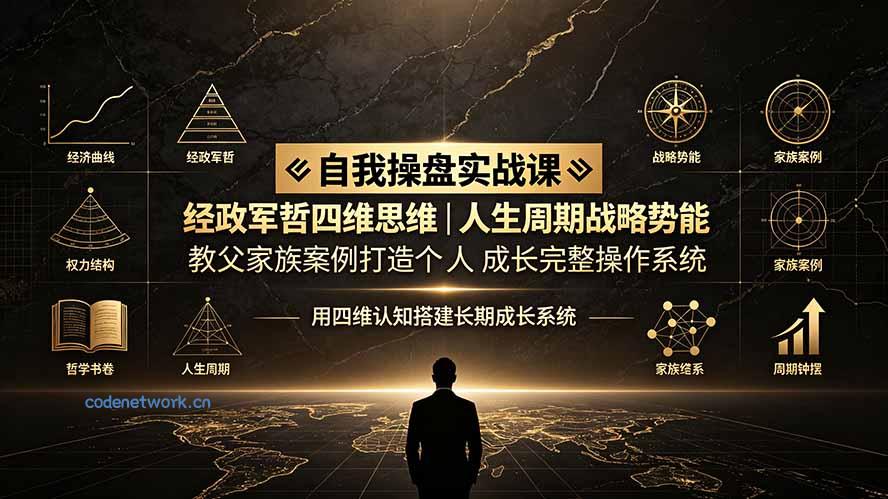 自我操盘实战课：经政军哲四维思维｜人生周期战略势能｜教父家族案例打造个人成长完整操作系统|思创源码网