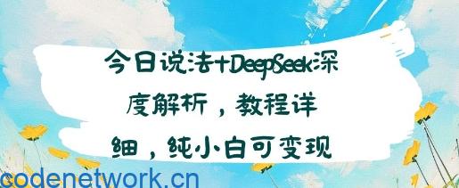 今日说法+DeepSeek深度解析，教程详细，纯小白可变现|思创源码网