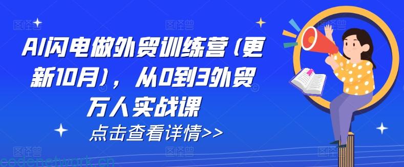 AI闪电做外贸训练营(更新25年6月)，从0到3外贸万人实战课|思创源码网