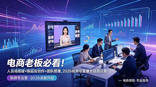 电商老板必看！人货场搭建+排品设计+素材创作+团队搭建，2026视频号直播全链路运营|思创源码网