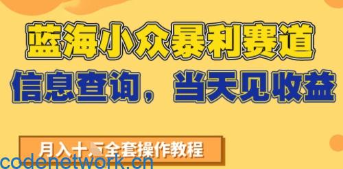 蓝海小众暴利赛道，信息查询，当天见收益，不讲玄学，7天搞了2W+|思创源码网