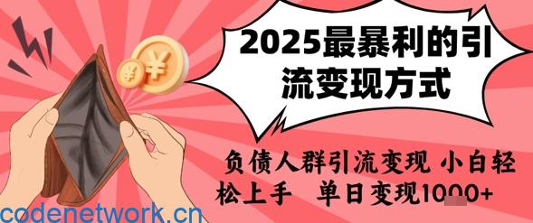 2025年最暴利的引流变现方式，负债人群引流变现，小白轻松上手，日入1k|思创源码网