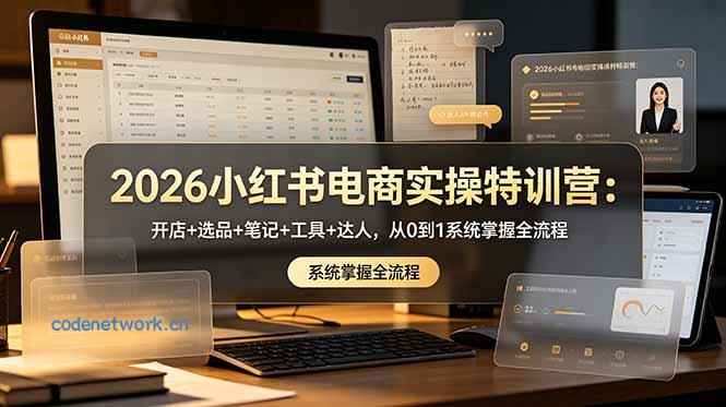 2026小红书电商实操特训营：开店+选品+笔记+工具+达人，从0到1系统掌握全流程|思创源码网