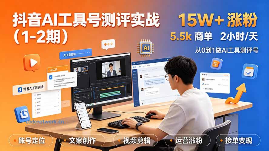 抖音AI工具号测评实战(1-2期|思创源码网