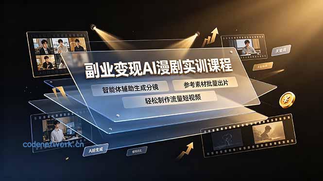 副业变现AI漫剧实训课程，智能体辅助生成分镜，参考素材批量出片，轻松制作流量短视频|思创源码网