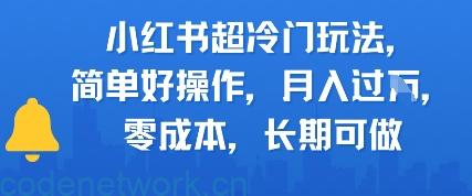 小红书超冷门玩法，简单好操作，月入过W，0成本，长期可做|思创源码网