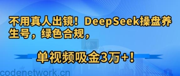不用真人出镜！DeepSeek操盘养生号，绿色合规，单视频吸金3W+!|思创源码网
