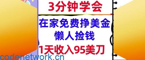在家免费挣美金，1天收入95美刀，超简单，3分钟学会，长久的被动收入|思创源码网