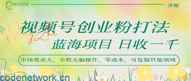 视频号创业粉打法，日入1k，蓝海项目，市场需求大，全程无脑操作，可复制|思创源码网