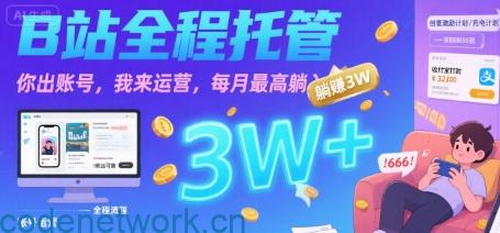 【B站全程托管 】你出账号，我来运营，每月最高躺入3W【揭秘】|思创源码网