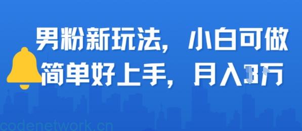 男粉新玩法，小白可做，简单好上手，月入1w|思创源码网
