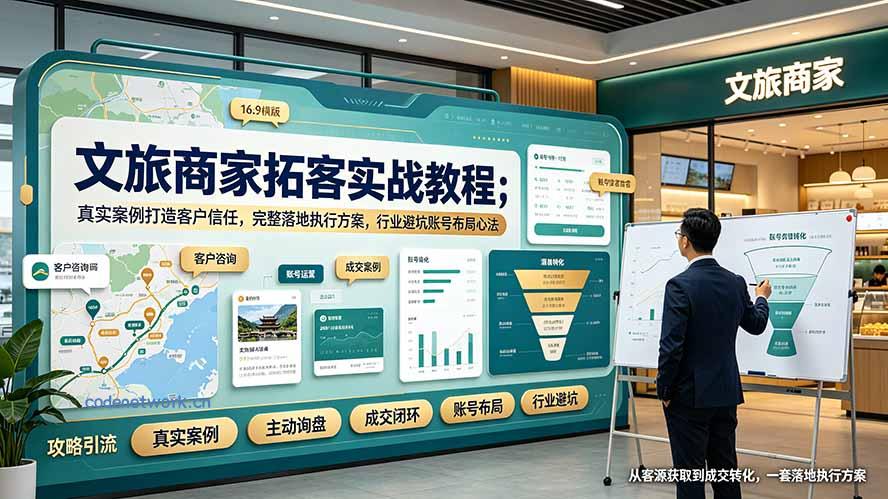 文旅商家拓客实战教程；真实案例打造客户信任，完整落地执行方案，行业避坑账号布局心法|思创源码网
