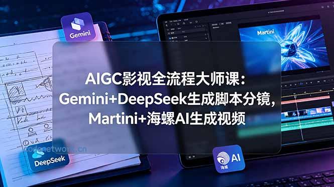 AIGC影视全流程大师课：Gemini+DeepSeek生成脚本分镜，Martini+海螺AI生成视频|思创源码网