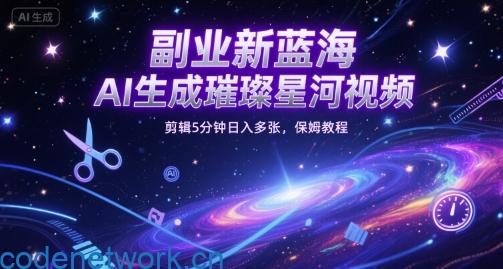 副业新蓝海，AI生成璀璨星河视频，剪辑5分钟日入多张，保姆教程|思创源码网