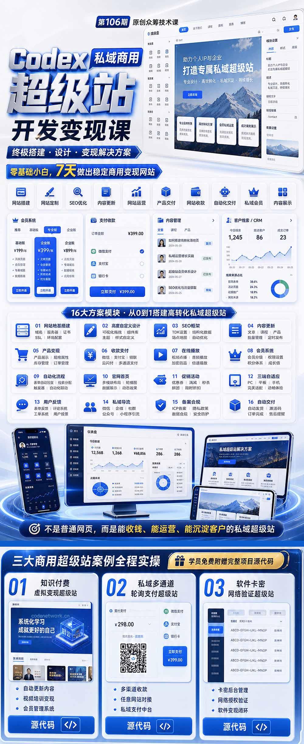 Codex私域商用超级站Ai开发变现课106期-更新0630：不是普通网站，而是能收钱，能运营，能沉淀客户的私域超级站|思创源码网