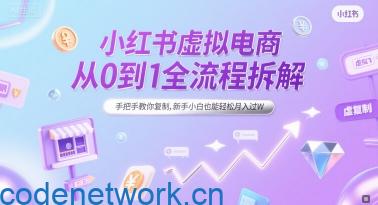 小红书虚拟电商从0到1全流程拆解，手把手教你复制，新手小白也能轻松月入过W|思创源码网