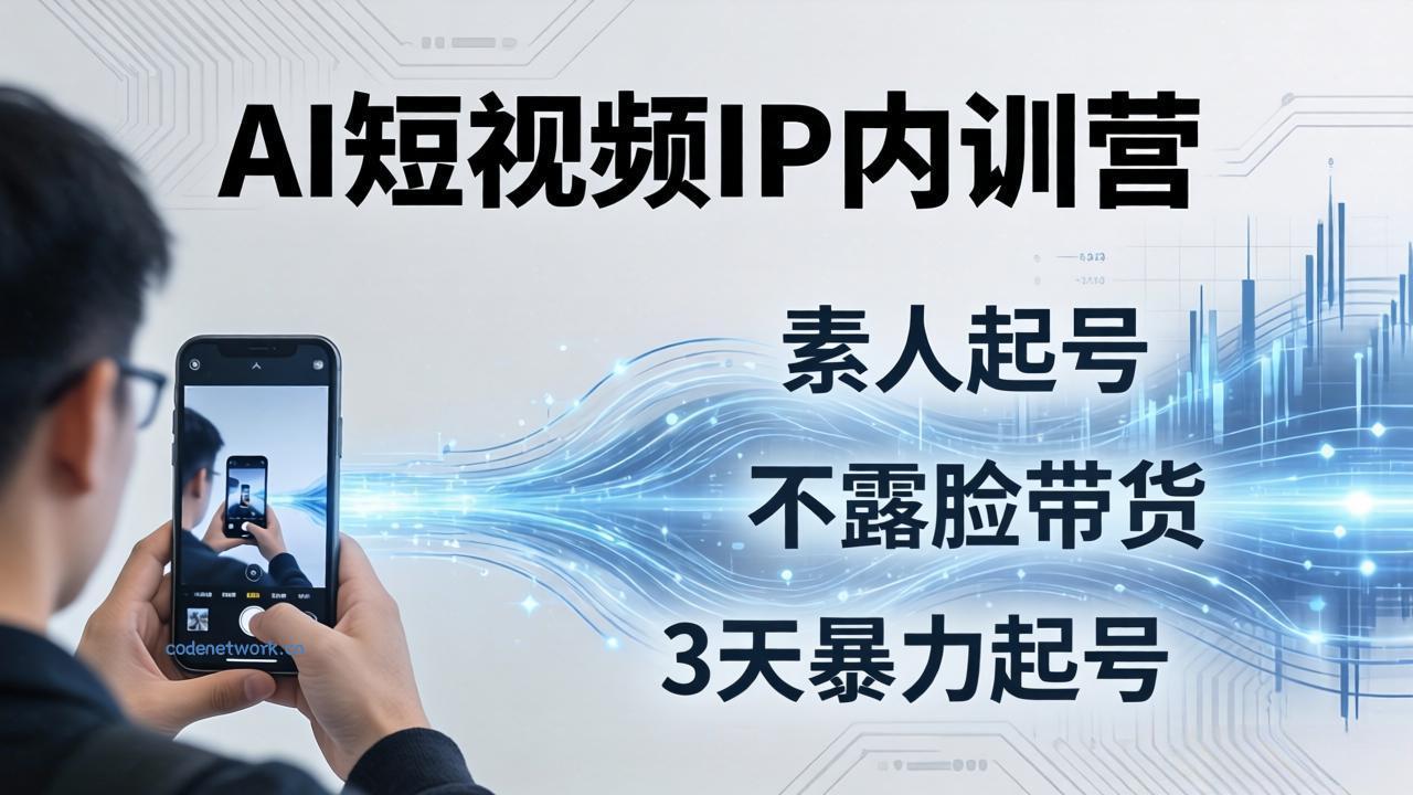 2026AI短视频IP内训营-更新：从素人起号到不露脸带货，3天暴力起号全流程拆解|思创源码网